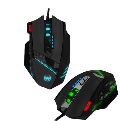 Supercap ZLOT 有線ゲーミングマウス 1個 | プログラム可能なボタン12個 | マウスサポート 4レベルスイッチ | レーザーダブルスピード調整可能感度 1000-4000 DPI Wired Gaming Mouse 12 Keys