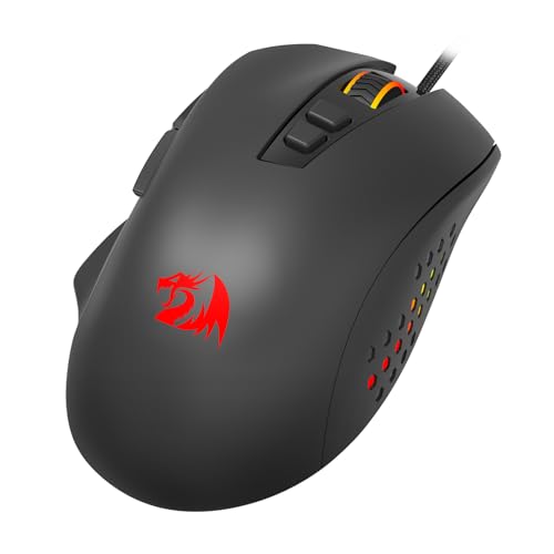 Redragon Roadmaster M723 - ゲーミングマウス - 12400 DPI 調節可能な有線光学式ゲーミングマウス - 7つのプログラム可能なボタン - 5つのバックライトモード - 最大12400DPI - 180cm 高速USB編組ケーブル