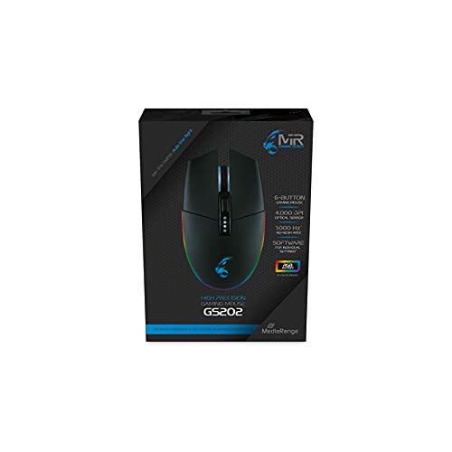 MEDIARANGE MRGS202 ゲーミングマウス ケーブル付き 6ボタン USB 2.0 ブラック