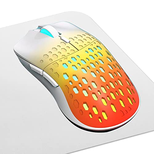 KJOET ハニカム マウス | ライト付き 3600 調整可能 DPI 有線マウス | PC、ラップトップゲーマー向けの高精度センサーを備えた人間工学に基づいた軽量のコンピューターマウス MH27377