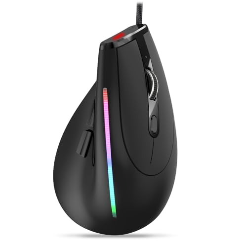 MOPFOL 垂直ゲーミングマウス 9ボタン – 6速 DPI RGB LED 光学人間工学デザイン USB 有線マウス コンピューター用 ブラック d276fd6778