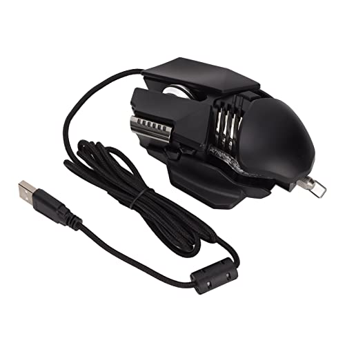 NutriEss メカニカルゲーミングマウス 12800 DPI RGB 有線 USB 人間工学に基づいた伸縮調整可能 6Dボタン メタルブラシベース 高周波ノイズ耐性 PCゲーマー向け ABS ブラック Nutrizch1o36edb