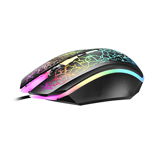 YUUAND 有線ゲーミングRGB ブレスマウス デスクトップコンピューター ノートパソコン マウス 呼吸 人間工学的 オフィス用 ワンサイズ