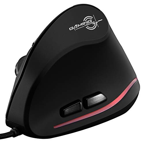 ZLOT 有線垂直マウス 人間工学デザイン USB LED 光学マウス 6つのボタンと4つの調節可能な感度 1200/1600/2400/3200 DPI オフィス ゲーム PC コンピューター ノートパソコン デスクトップ ブラック 19T20