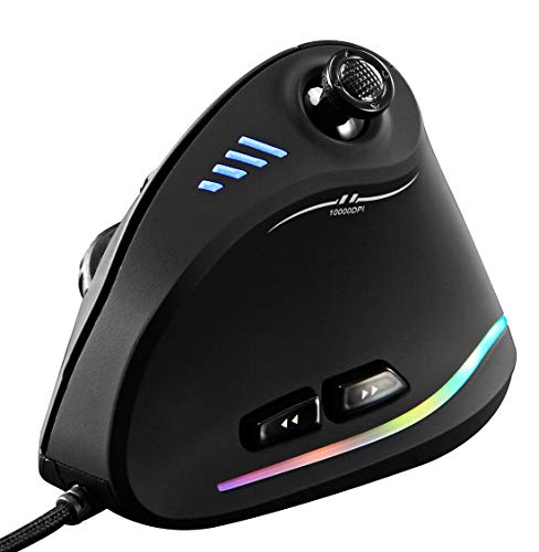 ZLOT Vertical Gaming Mouse,Wired RGB Ergonomic USB Joystick Programmable Laser Gaming Mice,6+1 Design,11 Buttons,1000 Hz Max Polling Rate,10000 Max DPI,Upgraded Version for Computer Gamers,Black G19C18