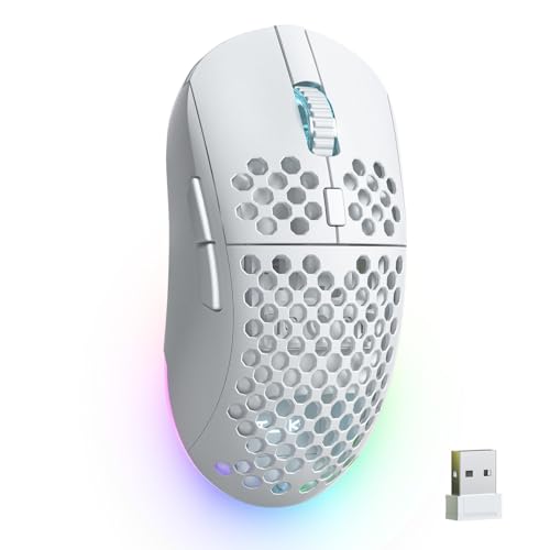 ATTACK SHARK TMKB M1 ゲーミングマウス 無線 ワイヤレスマウス 24000DPI 光学センサー 3モード接続(2.4G/Bluetooth 5.2/USB-C有線) 180時間連続使用 軽量90g ハニカムデザイン マクロ対応6ボタン RGBライティング PC/Mac対応 (マットホワイト)