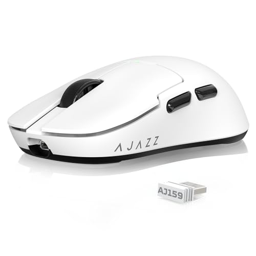 A.JAZZ AJ159P ゲーミングマウス56g超軽量 ワイヤレス2.4G/USB TYPE-C コスパマウス PAW3395センサー26000DPI DIY 持ち運びに便利 左右対称人間工学 PC/Mac対応 マグネット式充電ドックRGB ゲーミング用 WindowsVista/XP/7/8/10/11/MAC対応 ゲーミング用400mAh （ホワイト）