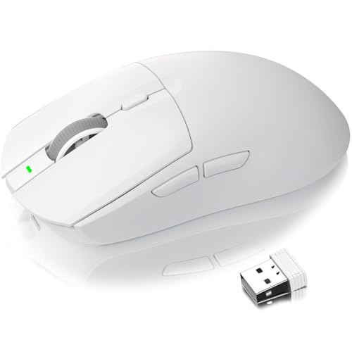A.JAZZ 【軽量59g】ワイヤレス ゲーミングマウス 最高クラスの精度【PAW3395センサ】 ワイヤレスマウス 2.4 G/TYPE-Cモード マウス A.JAZZ AJ139 PRO 充電式26000DPI調整可 PC/Mac対応 E-sports & FPS ゲーミング用 ホワイト