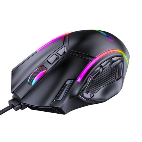 LYXLOVERI RGB 有線ゲーミングマウス 高精度12,800 DPI調整 カスタマイズ可能なRGB照明 12個のプログラム可能なボタン 人間工学に基づいた快適グリップデザイン Windowsコンピューターゲーマー用 X15