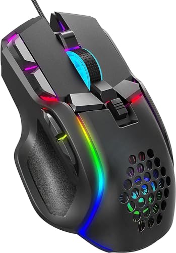 KJOET デスクトップ用の有線ゲーミングマウス軽量最大12800DPIマウス MH27461
