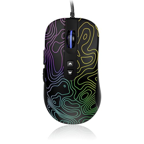 dagaladoo ブラック 有線ゲーミングマウス 12000 DPI RGB ゲーミングマウス 7つの照明効果 PCゲーミングマウス DIYキーバインディング対応 マウスゲーマー コンピューターマウス ノートパソコン PC Mac Windows用 地形