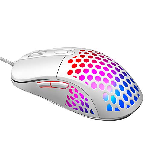 JADEER ゲーミングマウス ハニカムシェル 有線 人間工学 ゲーミングマウス RGBカラー バックライト ノートパソコン PC ゲーマー コンピューター デスクトップ用 1100982FCW