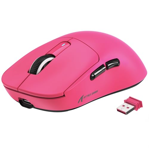 A.JAZZ x ATTACK SHARK X3 超軽量化マウス49g ゲーミングマウス ワイヤレス2.4G/Bluetooth/有線USB接続 Optical Sensor PAW3395センサー 最大26000DPI 人間工学デザイン 五つのボタン E-sports & FPS用 XP/Windows/MAC/Android適用 ベリーレッド色