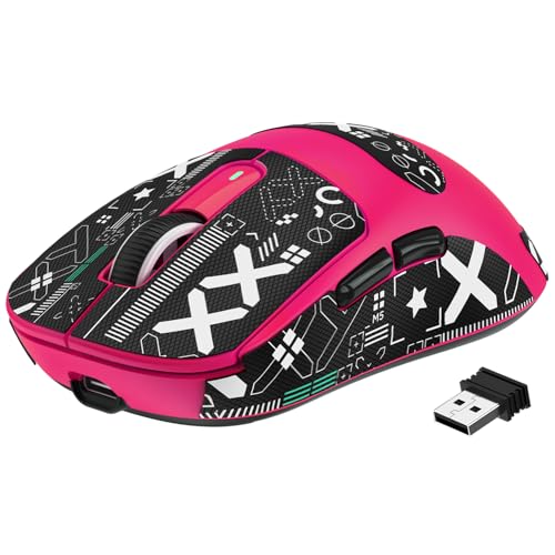 A.JAZZ x ATTACK SHARK X3 超軽量化マウス49g ゲーミングマウス ワイヤレス2.4G/Bluetooth/有線USB接続 Optical Sensor PAW3395センサー 最大26000DPI 人間工学デザイン 五つのボタン E-sports & FPS用 XP/Windows/MAC/Android適用 滑り止めシール付き ベリーレッド色