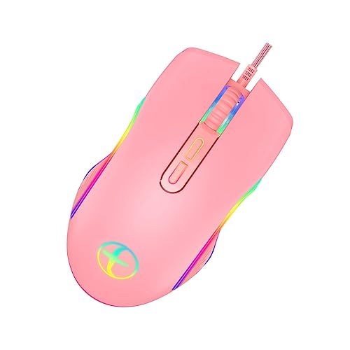 WYXFDC マウス バックライト USB 有線 ゲーミング ゲーマー コンピューター マウス ノートパソコン かわいい ラブリー ライトマウス 愛らしいライトピンク RGB ライトアップ ラップデスク Jounal ノートパソコン ラップデスク Latop アクセサリー 女の子 腹筋 LED
