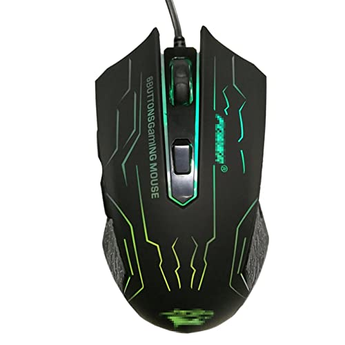ZhaoGangLi ゲーミングマウス ゲームマウス6ボタン4ギア調整可能1200-3200dpi LED.バックライト USB有線マウス 大きなインターネットカフェ キャンパスの寮などに適 (色 : Black, Size : One size)