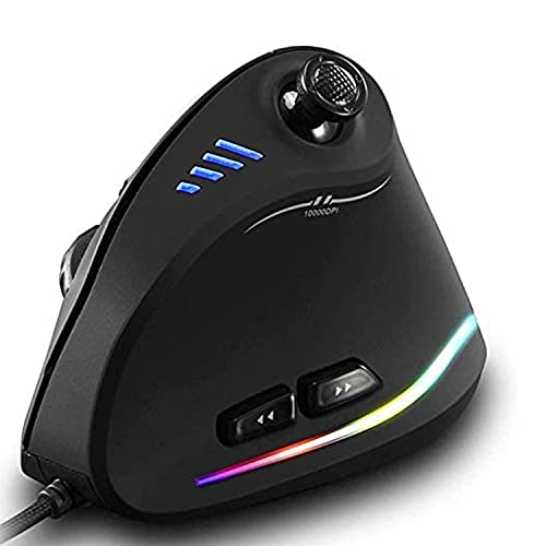 Zeerkeer 人間工学に基づいた垂直マウス RGB有線垂直ゲーミングマウス ジョイスティック付き 最大DPI10000 プログラマブルボタン11個 ゲーマー用 コンピューター (有線) 10000 dpi Ajustable