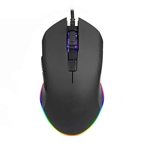 ZhaoGangLi ゲーミングマウス カラフル呼吸光でUSB有線マウスゲーミングマウス3200DPI 6つのボタン光学式ゲーミングマウス人間工学マウス 大きなインターネットカフェ キャンパスの寮などに適 (色 : Black, Size : One size)