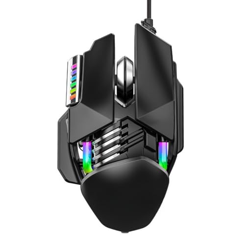 BinZyronic ワイヤレスゲーミングマウス 3モード接続 DPI調整可能 ホワイト サイレントクリック RGBライト 5効果モード 右利き向け人間工学設計 (有線マウス) Y4PM8