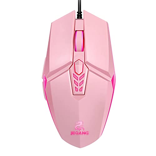 SunYh マウス 有線ゲームマウス3200dpi 6.ボタン人間工学的ビジネスコンピュータマウス USB受信者 (色 : Pink, Size : One size)