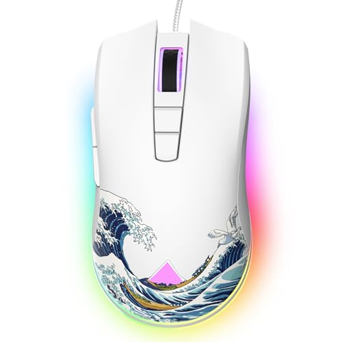 Womier 有線ゲーミングマウス 12400 DPI RGBマウス RGBバックライトモード&7つのマクロボタン付き PCゲーミングマウス DIYキーバインディング対応 ゲーマーコンピューターマウス ノートパソコン PC Mac Windows(G705 Kanagawa)