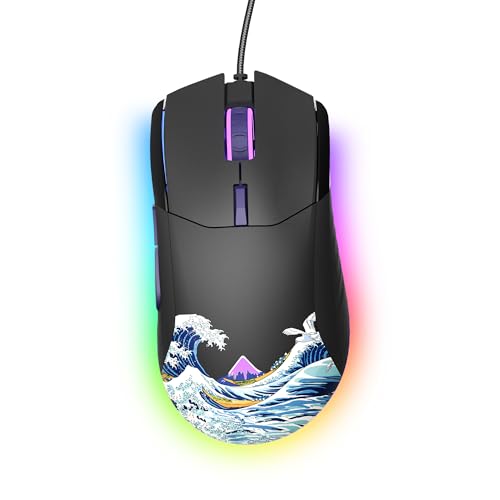 Womier 有線ゲーミングマウス ブラック RGB アニメ ゲーマーマウス 人間工学的コンピュータマウス付き 12000DPI/6つのプログラム可能なボタン プログラム可能なボタン ノートパソコン PC Mac Windows用 神奈川県