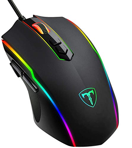 Qtuo ゲーミングマウス光学式 usb有線 マウス1680万色のRGBライト/最大7200DPI 調整可能 8ボタン/8個のプログラムボタン/手首の痛みを予防 握り心地よい 耐汗＆滑り止 PUBGなど対応 GEPC205