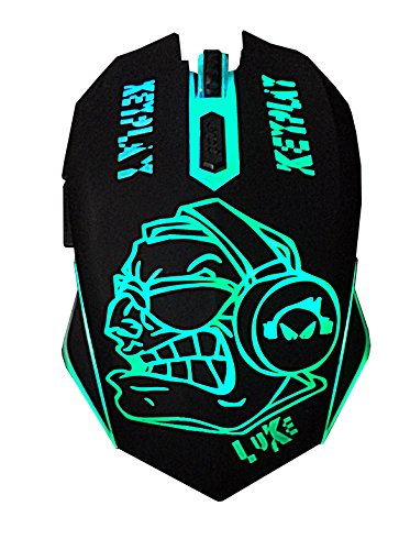 KEYPLAY – LUKE – ゲーミングマウス 人間工学6ボタン 7色 LEDライト 4 調節可能 DPI 高解像度 UVスキンフレンドリーサーフェス ゲーマーマウス USB有線 PC Mac LINUX コンピュータマウス