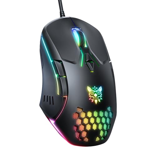 ONIKUMA GAMING ゲーミングマウス、RGBバックライト付き有線PCエントリーレベルマウス、調節可能なDPI、人間工学に基づいたオフィスノートパソコンマウス、コンピューターゲーマーマウス、Windows/Mac/Linux/Chrome用の7つのレスポンシブボタン付き CW902 Black