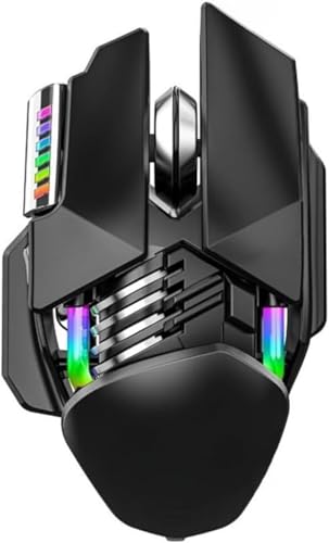 Xiraivke ワイヤレスマウス、サイレント 5 RGB ライトモード 3 モード PC 調整可能な DPI マウス USB ゲーミングマウスゲーム専用