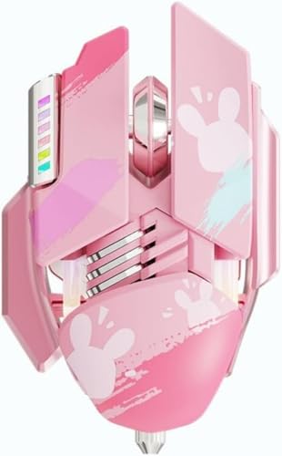 GEBYUI ワイヤレスマウス、サイレント 5 ライトモード 3 モード PC 調整可能な DPI マウス USB ゲーミングマウスゲーム専用