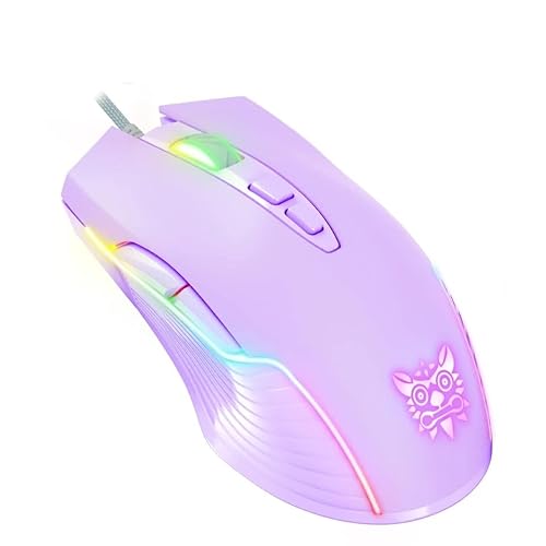 NEWSTYP キュート RGB 6400 DPI 有線ゲーミングマウス 呼吸 LED 光学式 USB 7ボタン ゲーマー コンピューター ピンク マウス ノートパソコン PC デスクトップ用 (パープル) CW905