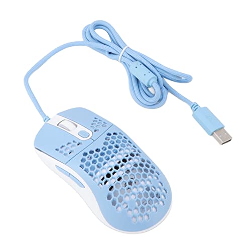 VLIZO RGBバックライト有線マウス、軽量6レベル調整可能なタイプCゲーミングマウスセルラー中空デザイン、人間工学に基づいたメカニカルマウスタブレット、スマートフォン用(青)(色:ブルー)