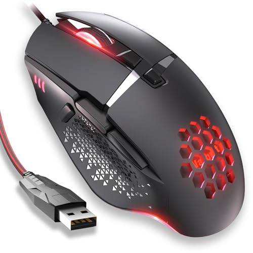 Varbmt C303 アルティメットゲーミングマウス - 12800 DPI 6 RGBゾーン 8つのマクロキー 5.5フィート もつれ防止コード