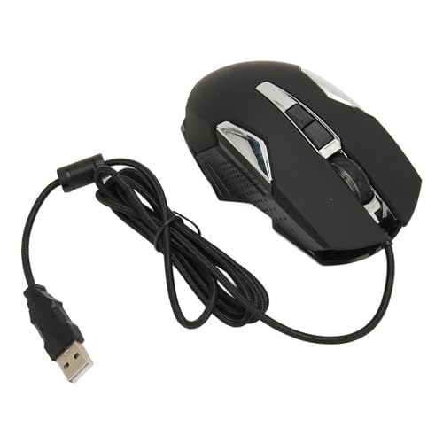 HUQIDAO RGB ゲーミングマウス プラグ アンドプレイ 軽量 有線ゲーミングマウスプログラム可能 ボタン PC (黒)