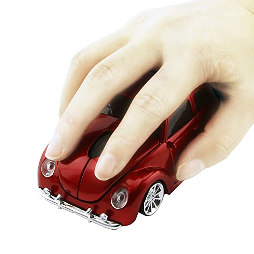 elec Space Usbkingdom 2.4GHz ワイヤレスマウス クール 3D スポーツカー形状 人間工学 光学式 コードレスマウス USBレシーバー付き PC ノートパソコン コンピューター ノートブック 1600DPI レッド