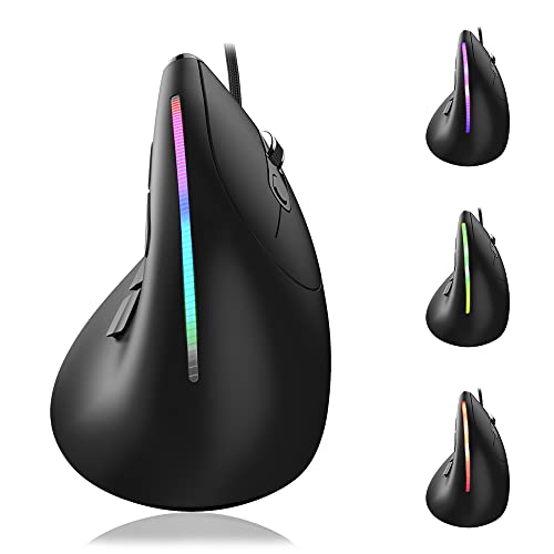 AFUNTA 12800 DPI RGB ゲーミングマウス 人間工学マウス 光学式 有線 垂直マウス 9つのプログラム可能なボタン ゲーマー PC ノートパソコン (T50) DAF-T50-Mouse