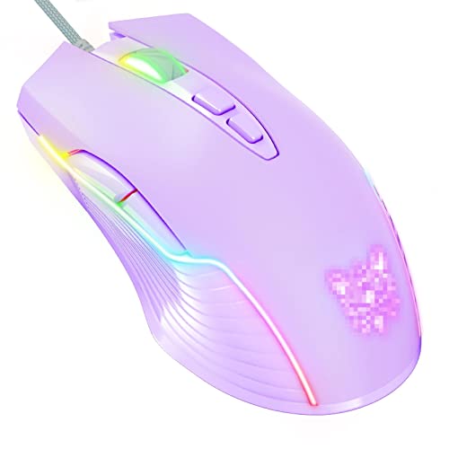 ZhaoGangLi ゲーミングマウス ゲームマウス USB有線6400dpi LED.バックライト光学人間工学的コンピュータマウス 大きなインターネットカフェ キャンパスの寮などに適 (色 : Purple, Size : One size)