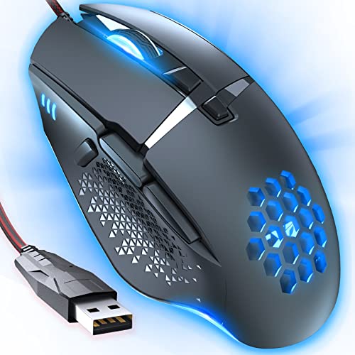 CYD C309 有線ゲーミングマウス サイドボタン付き RGBゲーミングマウス 高精度調整可能 12800 DPI、調整可能なウェイト、6つのプログラム可能なボタン、ゲーミングマウス 人間工学的コンピュータマウス(C303-12800 DPI)