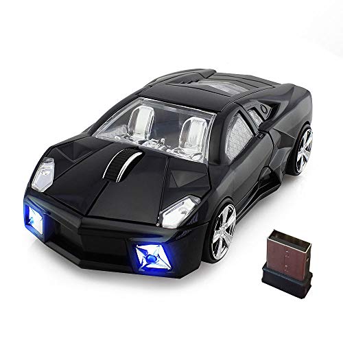 Jinfili 2.4GHz スポーツカー ワイヤレスマウス 光学式 クール 1600DPI 3D USB ワイヤレス ゲーミングマウス PC ノートパソコン Windows 10用 jin-002