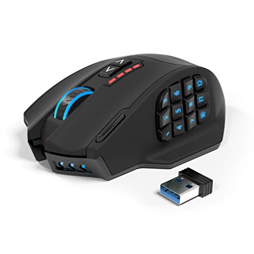 Rytaki Gamspeed ワイヤレスゲーミングマウス 【有線無線デュアルモード】 RGB サイドボタン付き ワイヤレスマウス 2.4GHz無線 充電式 16400DPI 五段階可調整 高精度レーザー 16個プログラムボタン V8PRO-RY