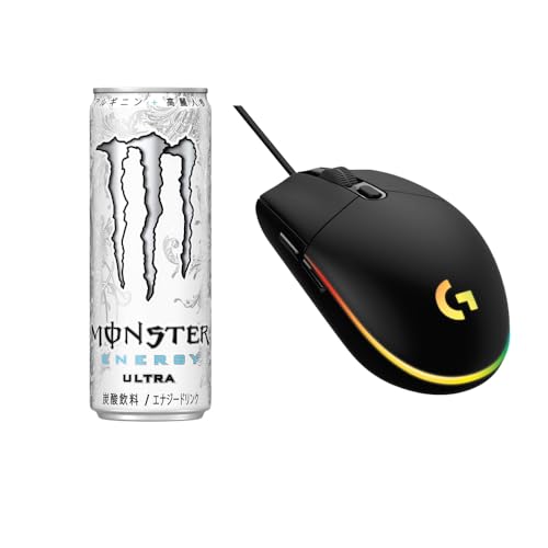Logicool G 【Amazon.co.jp 限定】 Logicool G ロジクール G ゲーミングマウス ブラック G203 G203-BK + アサヒ飲料 モンスター ウルトラ ピーチーキーン 355ml×12本 [エナジードリンク] [0カロリー]