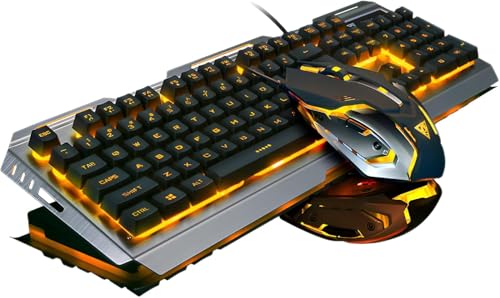 【ゲーミングキー マウスセット】有線 【Rgbバックライト】 高精度 応答速度 ゲームプレイ用 長時間使用 快適設計 没入感 ノートパソコン デスクトップ対応 黄光バージョン実際の 3XAX5I6J26SQ517ED52Q12R1A