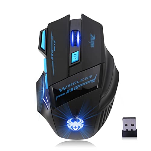 ZhaoGangLi ゲーミングマウス 2.4GHzワイヤレスマウス600-2400dpi.クールな呼吸光の光学ゲームマウス USB受信者 大きなインターネットカフェ キャンパスの寮などに適 (色 : Black, Size : One size)