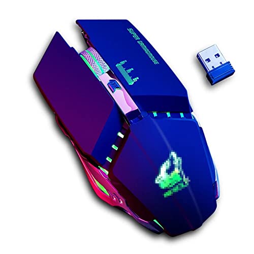 ZhaoGangLi ゲーミングマウス 無線ゲームマウス2400dpi再充電可能7色の呼吸バックライトゲーマーマイク 大きなインターネットカフェ キャンパスの寮などに適 (色 : Black, Size : One size)