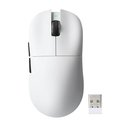 YUNZII M1 ワイヤレスゲーミングマウス 3モード（2.4GHz/Bluetooth/有線） ゲーミングマウス PAW3311センサー搭載 10000DPI 充電式ワイヤレスマウス 5つプログラマブルボタン付き Win & Macでソフトウェアカスタマイズ可能 (ホワイト)