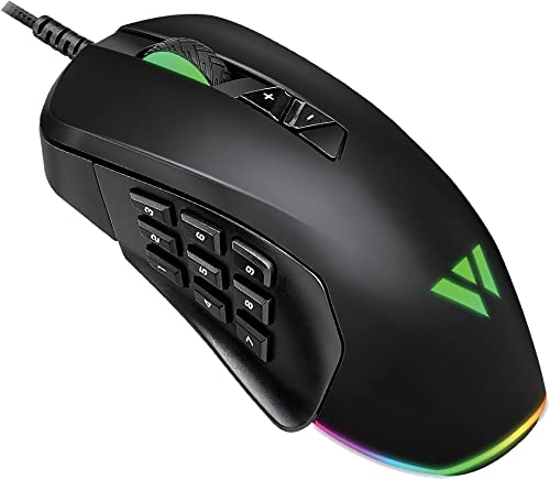 I-CHAIN 【WizarD】有線･サイド付け替え可能多機能ゲーミングマウス サイド3～9ボタン 10000DPI MMO MK21C2【日本人スタッフによる安心サポート】