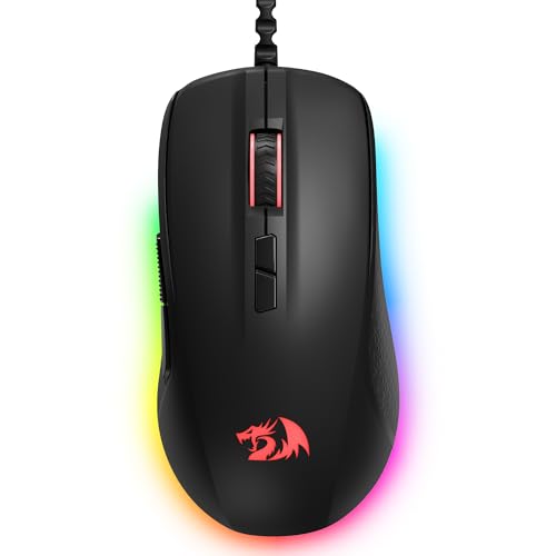 REDRAGON 有線ゲーミングマウス ブラック PCゲーミングマウス RGBバックライト付き 7つのプログラム可能なマクロボタン 最大12800 DPI 1000Hz ポーリングレート クールコード光学式マウス コンピューター/PC/ノートパソコン/ゲーマー用 M718-AIR