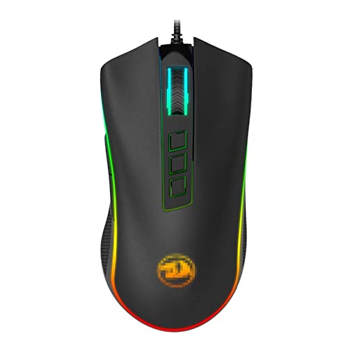 LiuPinp マウス 有線ゲームマウス1680万 RGB.カラーバックライト10000 DPI 9ボタン光 LED PC.ねずみ (色 : Black, Size : One size)