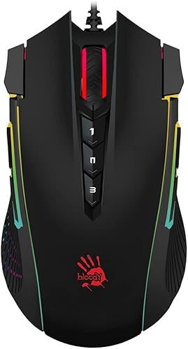 Bloody J90s RGB ゲーミングマウス 高精度8000 CPI、150 IPS、25gアクセラレーション、12個のカスタマイズ可能なボタン、両手利き対応